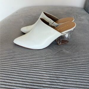 Express White Mules with Clear Heel